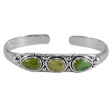 925 Sterling Silver with Tibetan Turquoise Natural Gemstone Cuff Bangle at Best Price